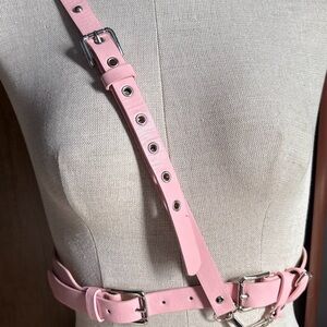 Pink Leather Harness Belt